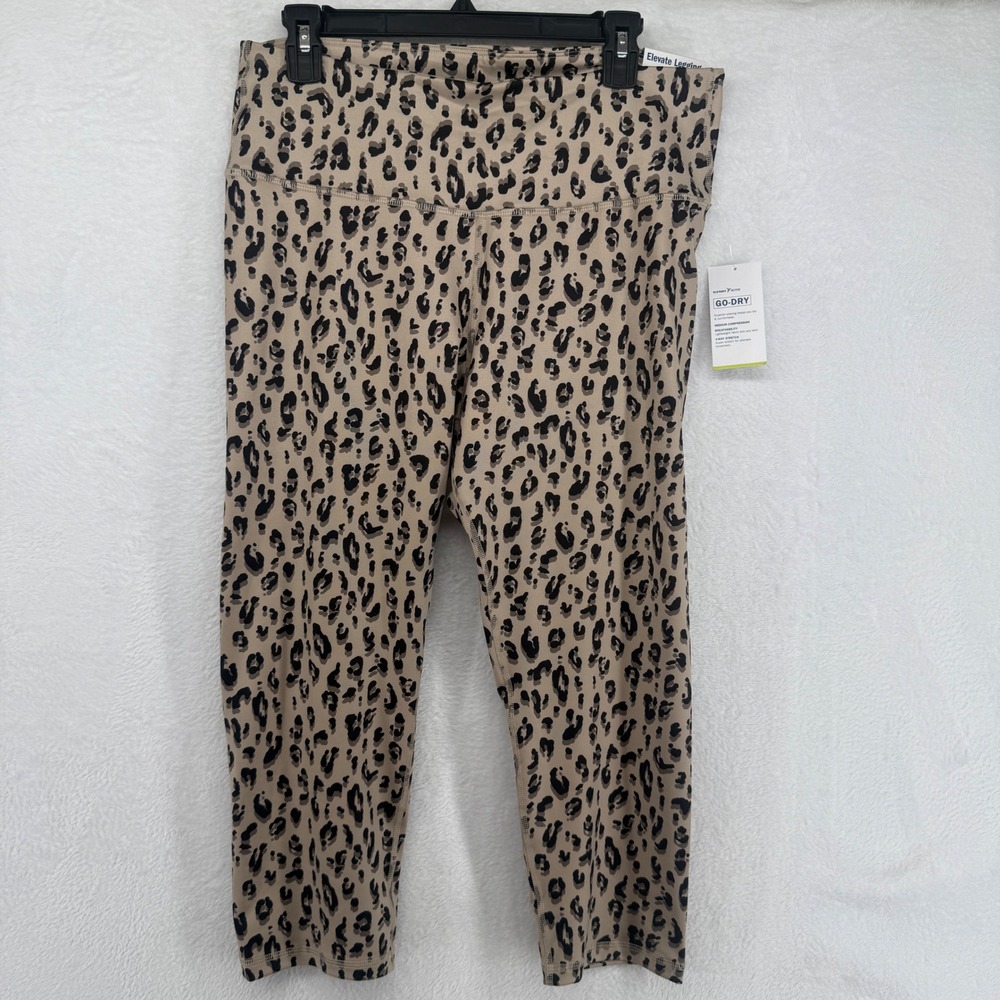Old Navy Active Elevate Legging Crop Womens XL Tan Leopard NWT High Rise Go-Dry